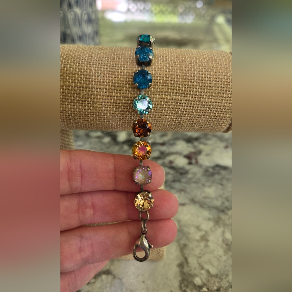 Turquoise and Brown 8mm Crystal Bracelet